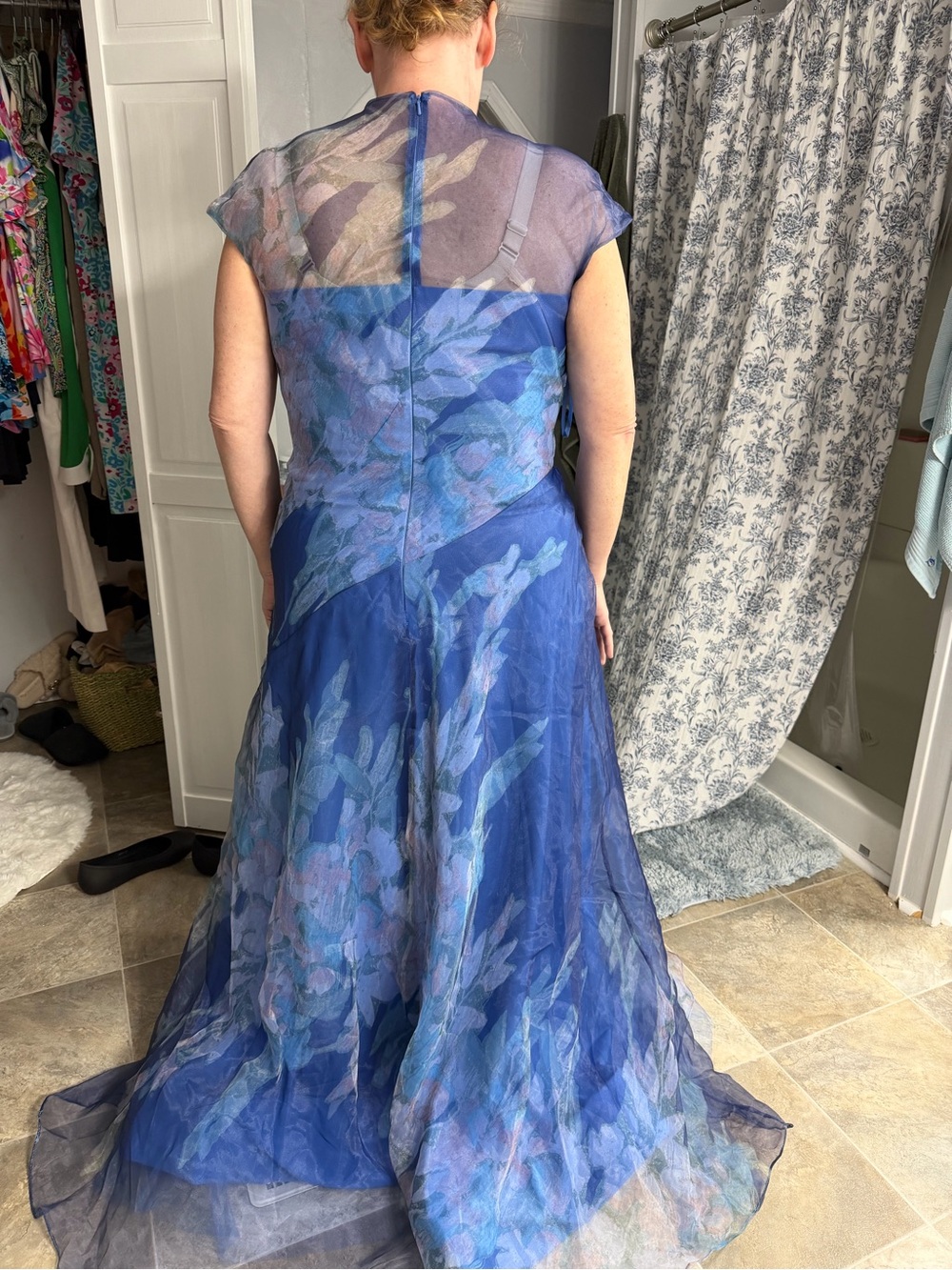 Rene Ruiz Blue Floral  organza formal gown Dress - Picture 12 of 12